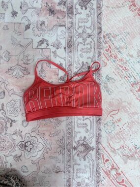 Reebok Coral-Red Logo Sports Bra